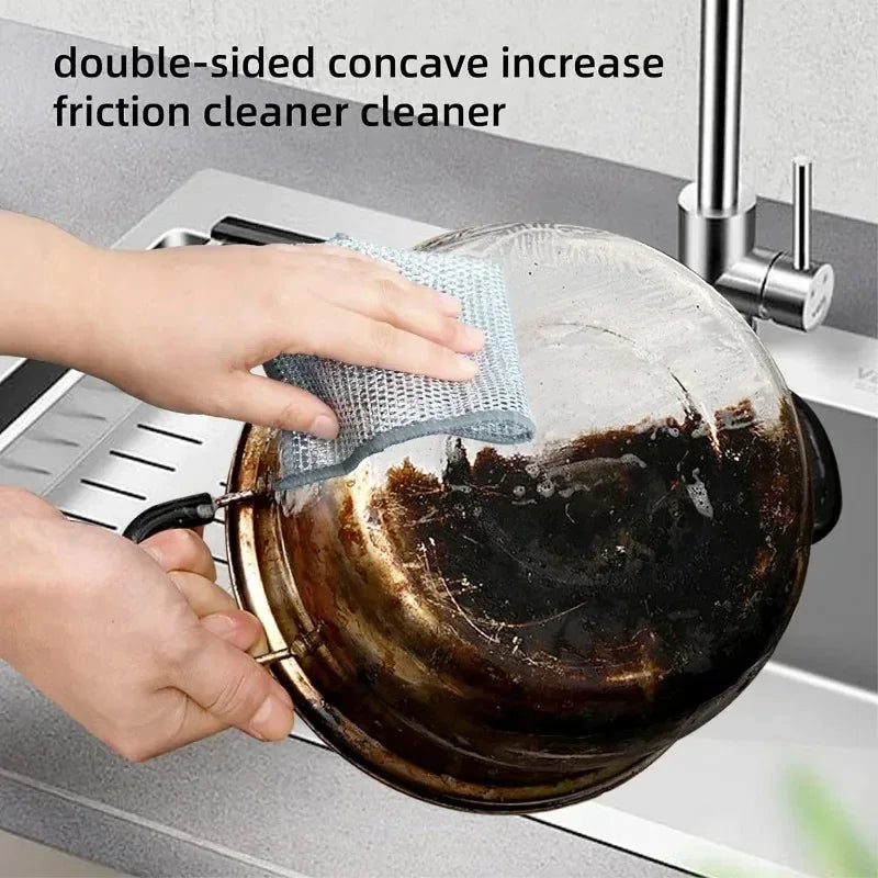 5/20pcs Wire Cleaning Cloth Double-sided Thickened Metal Silver Wire Rags Kitchen Dish Pot Washdishing Cloths Towel Clean Tools