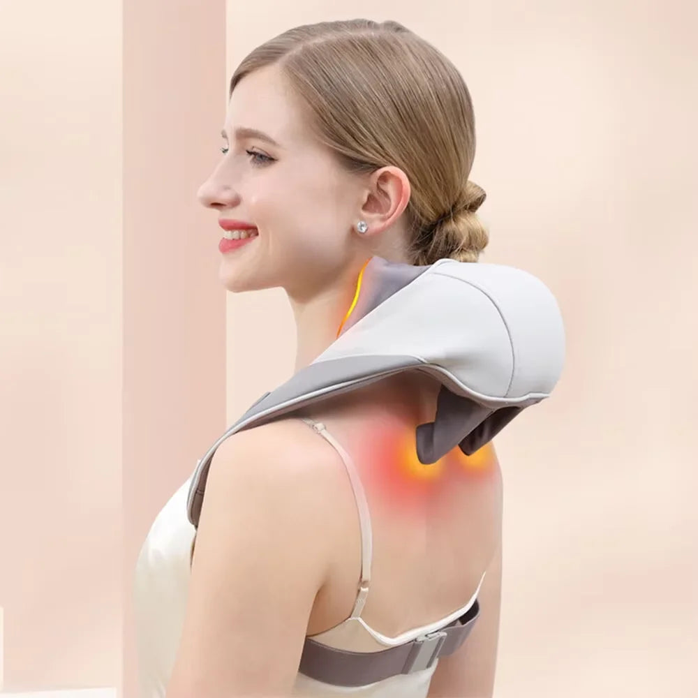 Finger Pressure Neck Massager Heated Back and Shoulder Massager Electric Kneading Neck Deep Massage Muscle Relief Fatigue Relax