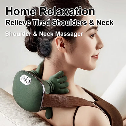 Finger Pressure Neck Massager Heated Back and Shoulder Massager Electric Kneading Neck Deep Massage Muscle Relief Fatigue Relax